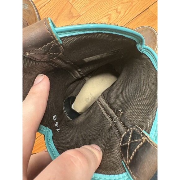 Women's 7.5 B Ariat Delilah Distressed Brown Teal Round Toe Cowboy Boots 38 - Picture 7 of 8